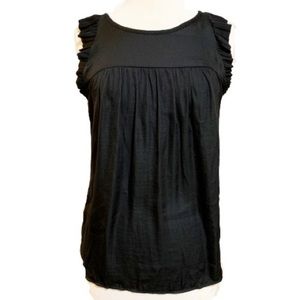 **5/$20** Ann Taylor LOFT Black Ruffle Sleeve Tank Top S